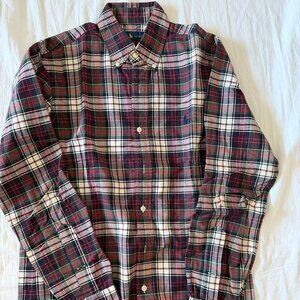 POLO RALPH LAUREN Men Small Red Blue Green Plaid Cotton Button-Up Shirt